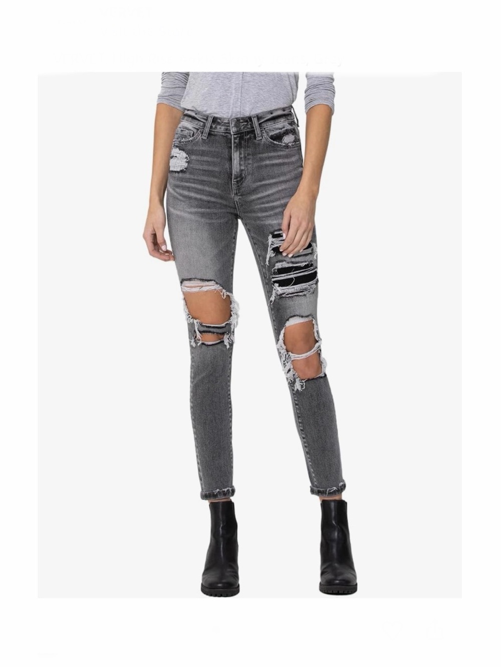 Vervet Women’s👩🏻 High Rise Ankle Distressed Skinny Jeans👖Sz 27
